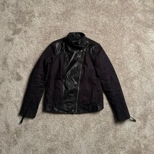 LUCKY BRAND GOAT LEATHER‎ CANVAS MOTO JACKET